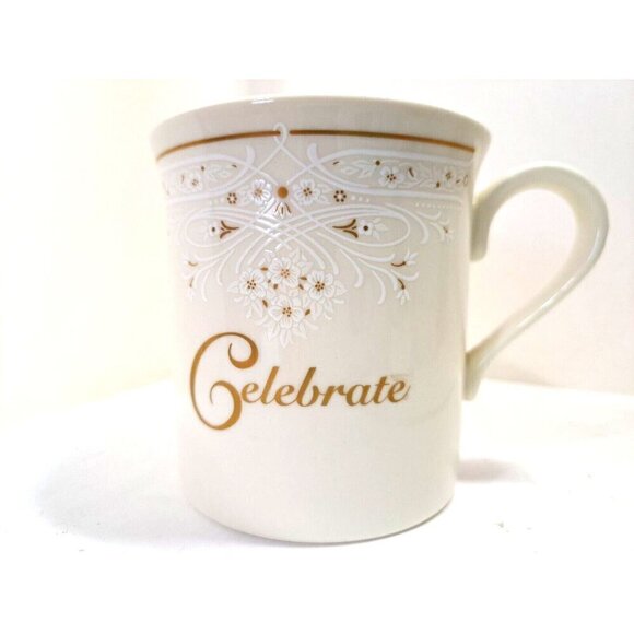 Lenox Set of 2 Bone China Mugs "Congratulations" and "Celebrate" Made in USA - Picture 6 of 12